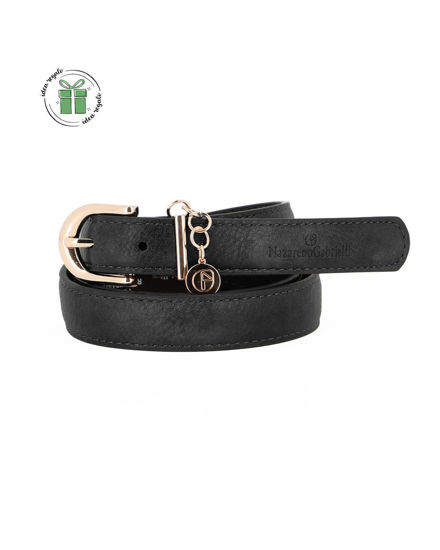 Immagine di NAZARENO GABRIELLI - Cinta nera da donna con ciondolo loggato