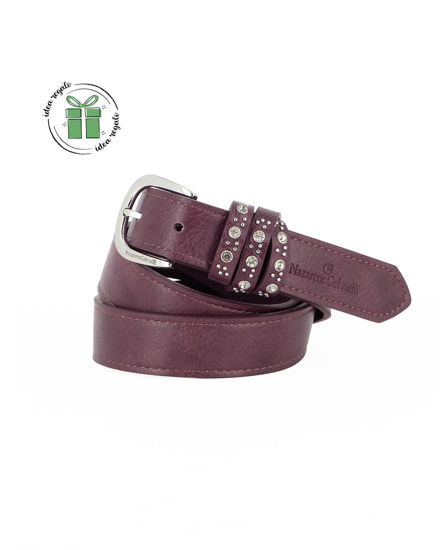 Immagine di NAZARENO GABRIELLI - Cinta bordeaux da donna con passanti con borchie e strass
