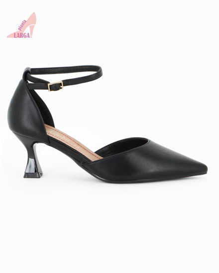 Immagine di LADY GLOBO - Décolleté nera con cinturino ala caviglia, sottopiede in VERA PELLE  e calzata comoda, tacco 6CM