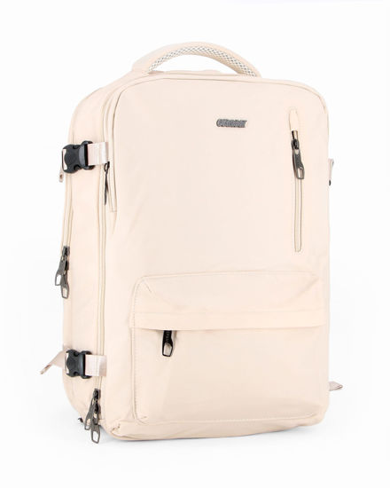 Immagine di OR&MI - Zaino ufficio beige in nylon con fibbie laterali regolabili