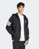 Immagine di ADIDAS - FELPA NERA DA UOMO FULL ZIP CON CAPPUCCIO 3 STRISCE - JD4827