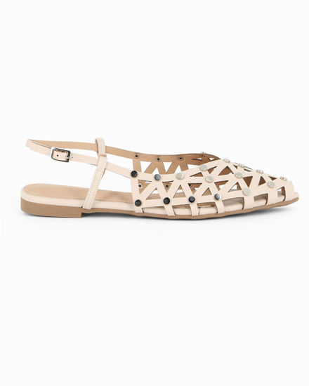 Immagine di MY JEWELS - Ballerina slingback beige traforata con borchie