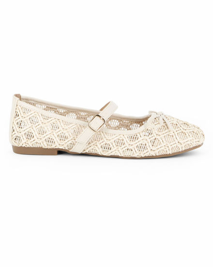 Immagine di MY JEWELS - Ballerina crema intrecciata con fiocco e cinturino frontale