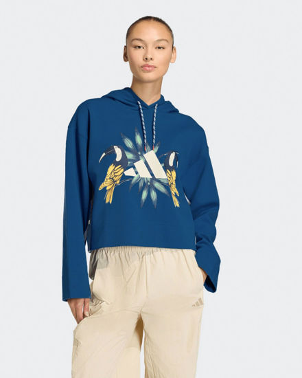 Immagine di ADIDAS - FELPA x FARM RIO HOODIE BLU DA DONNA CON CAPPUCCIO - KS2104