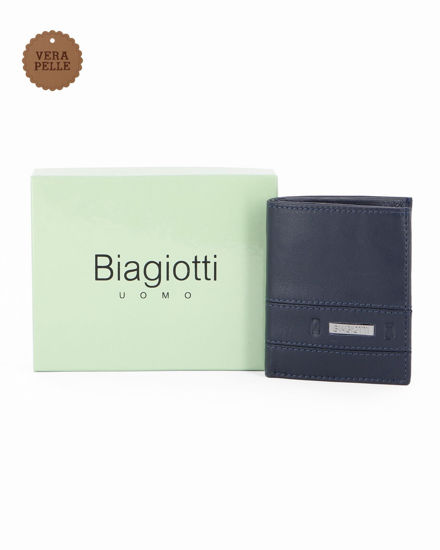 Immagine di LAURA BIAGIOTTI - Portafoglio blu da uomo in VERA PELLE