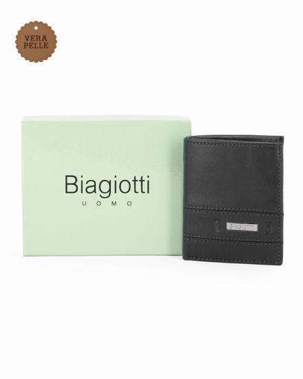 Immagine di LAURA BIAGIOTTI - Portafoglio nero da uomo in VERA PELLE