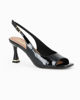 Immagine di MISS GLOBO - Décolleté slingback nera in vernice con sottopiede in VERA PELLE e punta aperta quadrata, tacco 7,5CM