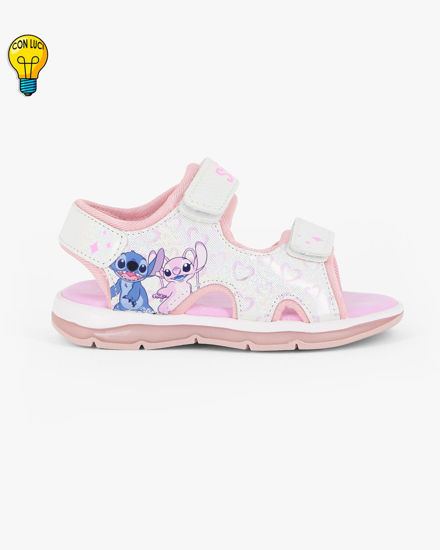 Immagine di STITCH - Sandalo bianco da bambina con strappi e luci, numerata 24/30