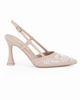Immagine di MISS GLOBO - Décolleté slingback beige con ricami floreali e perle, tacco 9CM