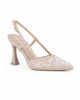 Immagine di MISS GLOBO - Décolleté slingback beige con ricami floreali e perle, tacco 9CM