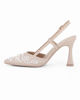 Immagine di MISS GLOBO - Décolleté slingback beige con ricami floreali e perle, tacco 9CM
