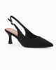 Immagine di LADY GLOBO - Décolleté slingback nera in lycra con sottopiede in VERA PELLE e calzata comoda, tacco 6,5CM