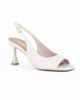 Immagine di MISS GLOBO - Décolleté slingback avorio con sottopiede in VERA PELLE e punta aperta quadrata, tacco 7,5CM