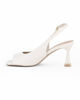 Immagine di MISS GLOBO - Décolleté slingback avorio con sottopiede in VERA PELLE e punta aperta quadrata, tacco 7,5CM