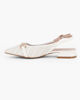 Immagine di MY JEWELS - Ballerina slingback bianca intrecciata a punta con morsetto in strass