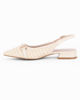Immagine di MY JEWELS - Ballerina slingback beige intrecciata a punta con morsetto in strass
