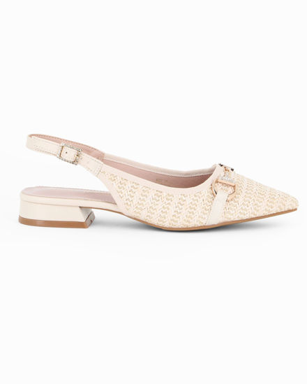 Immagine di MY JEWELS - Ballerina slingback beige intrecciata a punta con morsetto in strass