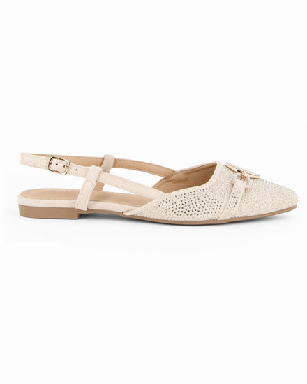 Immagine di MY JEWELS - Ballerina slingback beige scamosciata a punta con morsetto e strass