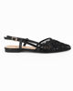Immagine di MY JEWELS - Ballerina slingback nera a rete con fiori e paillettes