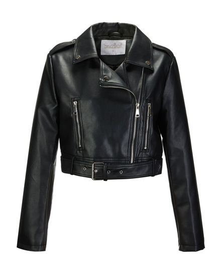 Immagine di BACHATA - GIUBBINO BIKER NERO DA DONNA CON CINTURA