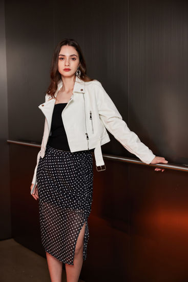 Immagine di BACHATA - GIUBBINO BIKER BIANCO DA DONNA CON CINTURA