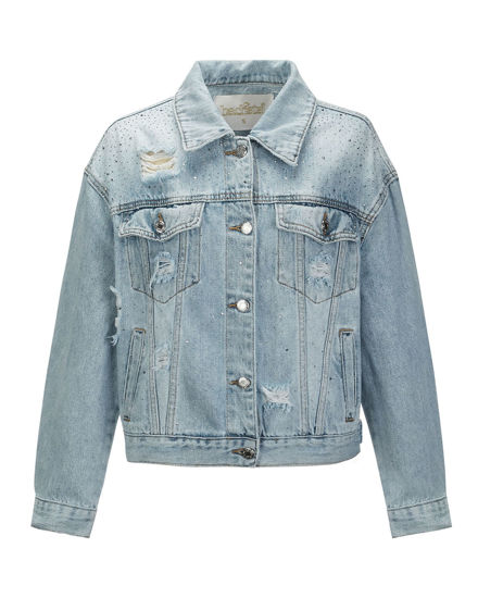 Immagine di BACHATA - GIUBBINO JEANS DONNA CON STRAPPI E STRASS