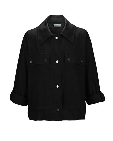 Immagine di BACHATA - CAMICIA GIACCA NERA DA DONNA IN VISCOSA E LINO