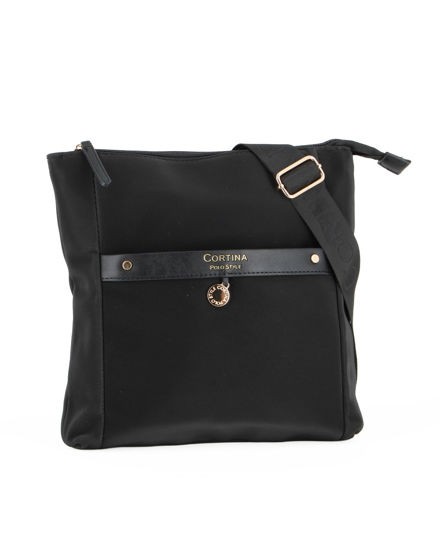 Immagine di CORTINA POLO STYLE - Borsa nera con tracolla regolabile e tasca frontale