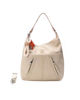 Immagine di REFRESH - Borsaa spalla beige con tasche frontali e moschettone con ciondoli, tracolla removibile