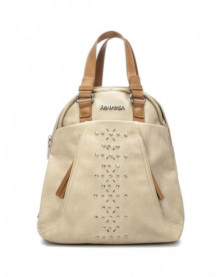 Immagine di REFRESH - Zaino beige tasche frontali e borchie