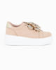 Immagine di MISS GLOBO - Sneakers beige scamosciata con lacci e applicazione fiore in strass
