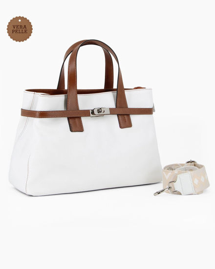 Immagine di DIVAS - Borsa due manici bianca in VERA PELLE - MADE IN ITALY