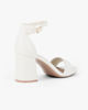 Immagine di MISS GLOBO - Sandalo bianco con sottopiede in VERA PELLE e cinturino alla caviglia, tacco 7CM