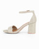 Immagine di MISS GLOBO - Sandalo platino in lurex con sottopiede in VERA PELLE e cinturino alla caviglia, tacco 7CM