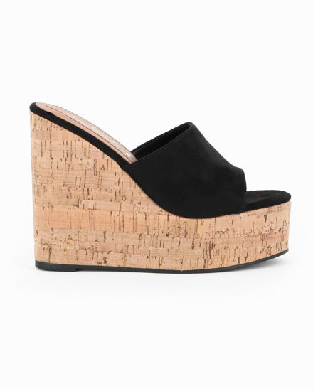 Immagine di MISS GLOBO - Zeppa nera scamosciata con sottopiede in VERA PELLE, tacco 12,5CM