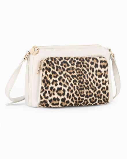 Immagine di RIFLE - Tracolla maculata bianca con due scomparti principali, tasca posteriore e anteriore