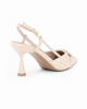Immagine di MISS GLOBO - Décolleté slingback beige intrecciata con sottopiede in VERA PELLE e morsetto in strass, tacco 7,5CM