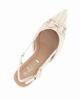 Immagine di MISS GLOBO - Décolleté slingback beige intrecciata con sottopiede in VERA PELLE e morsetto in strass, tacco 7,5CM