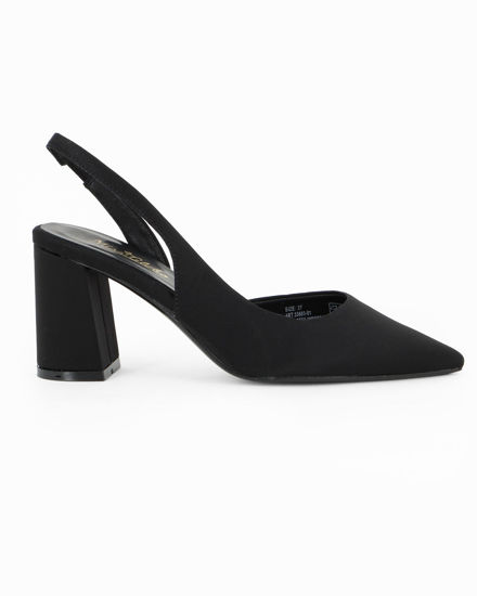 Immagine di MISS GLOBO - Décolleté slingback nera in lycra con scollo laterale, tacco 7,5CM