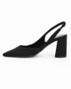 Immagine di MISS GLOBO - Décolleté slingback nera in lycra con scollo laterale, tacco 7,5CM