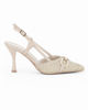 Immagine di MISS GLOBO - Décolleté slingback beige intrecciata con morsetto in strass, tacco 8,5CM