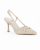 Immagine di MISS GLOBO - Décolleté slingback beige intrecciata con morsetto in strass, tacco 8,5CM