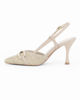 Immagine di MISS GLOBO - Décolleté slingback beige intrecciata con morsetto in strass, tacco 8,5CM