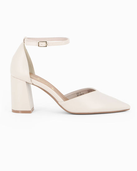 Immagine di MISS GLOBO - Décolleté avorio con sottopiede in VERA PELLE e cinturino alla caviglia, tacco 7,5CM