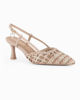 Immagine di LADY GLOBO - Décolleté slingback beige intrecciata con sottopiede in VERA PELLE e ciondolo a cuore in strass, calzata comoda, tacco 6,5CM