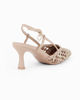 Immagine di LADY GLOBO - Décolleté slingback beige intrecciata con sottopiede in VERA PELLE e ciondolo a cuore in strass, calzata comoda, tacco 6,5CM