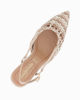 Immagine di LADY GLOBO - Décolleté slingback beige intrecciata con sottopiede in VERA PELLE e ciondolo a cuore in strass, calzata comoda, tacco 6,5CM