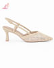 Immagine di LADY GLOBO - Décolleté slingback beige intrecciata con sottopiede in VERA PELLE, calzata comoda, tacco 6,5CM