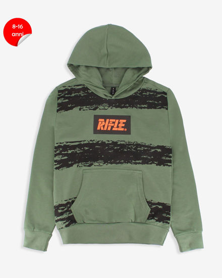 Immagine di RIFLE - FELPA VERDE CON CAPPUCCIO PER RAGAZZI 8-16 ANNI