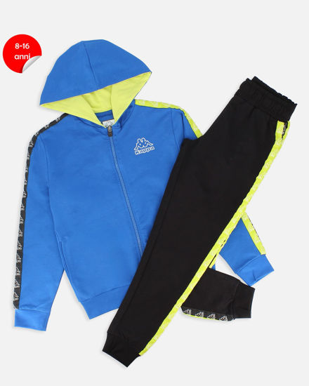 Immagine di KAPPA - COMPLETO TUTA FELPA FULL ZIP BLU CON CAPPUCCIO PER RAGAZZI